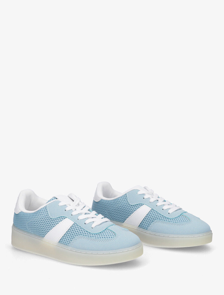 Sneakers en toile à semelle plate - Bleu - 4