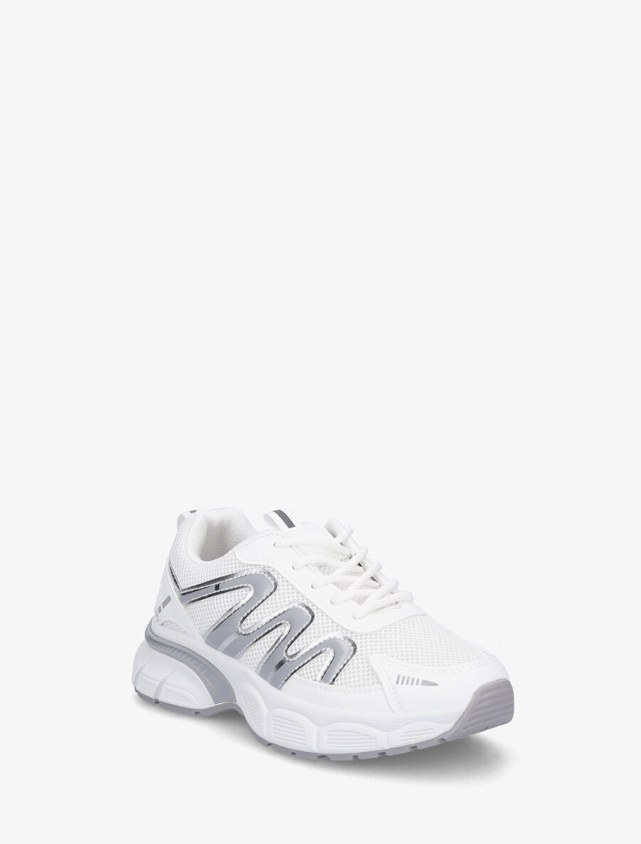 Baskets en simili et mesh - Blanc - 2