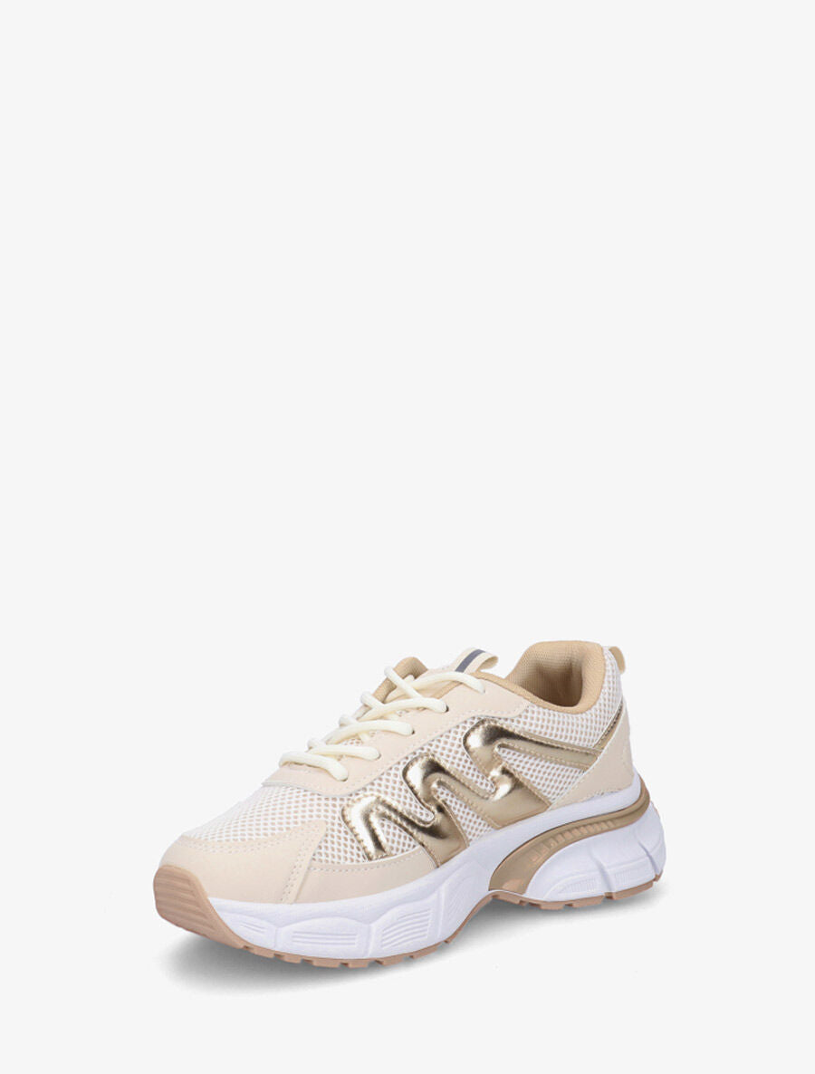 Baskets en simili et mesh - Beige - 3
