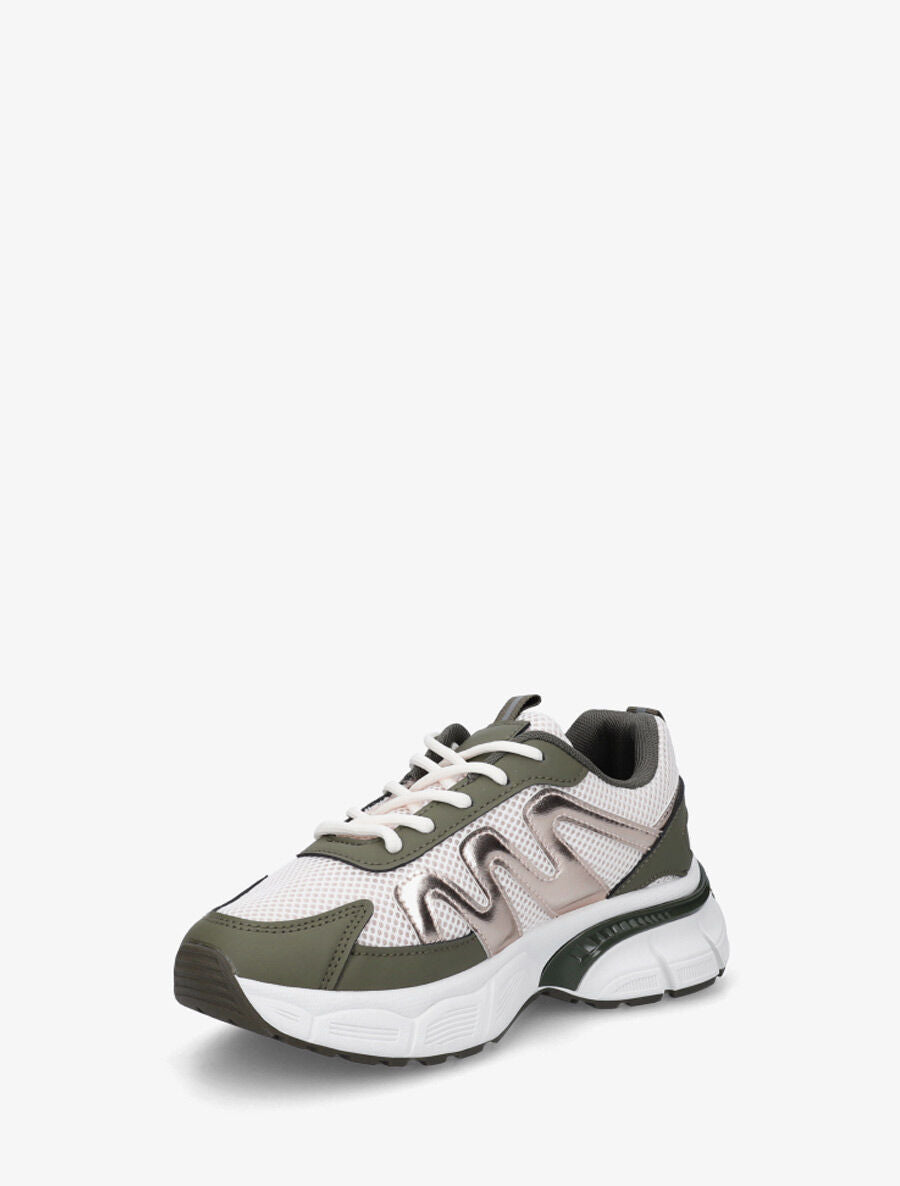 Baskets en simili et mesh - Kaki - 3