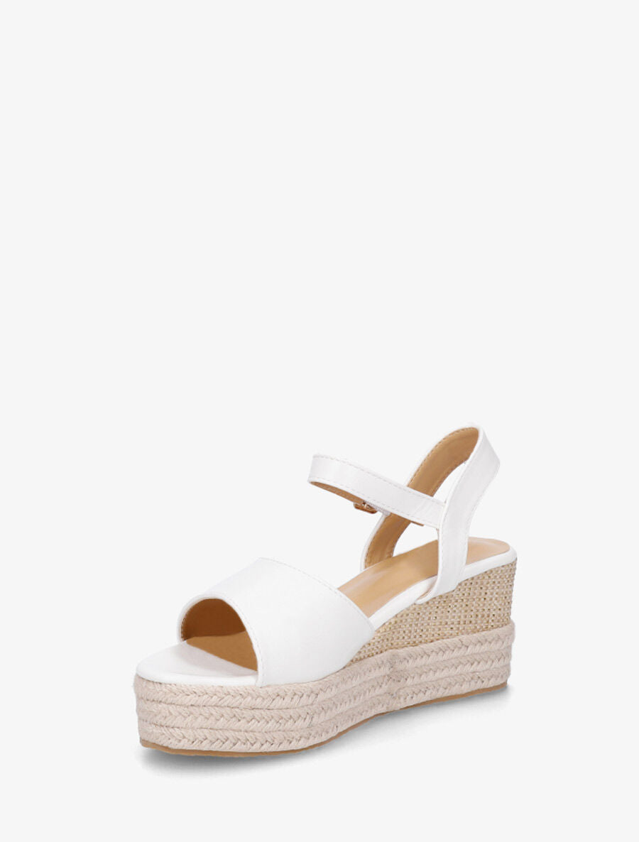 Sandales compensées en simili style espadrille - Blanc - 3