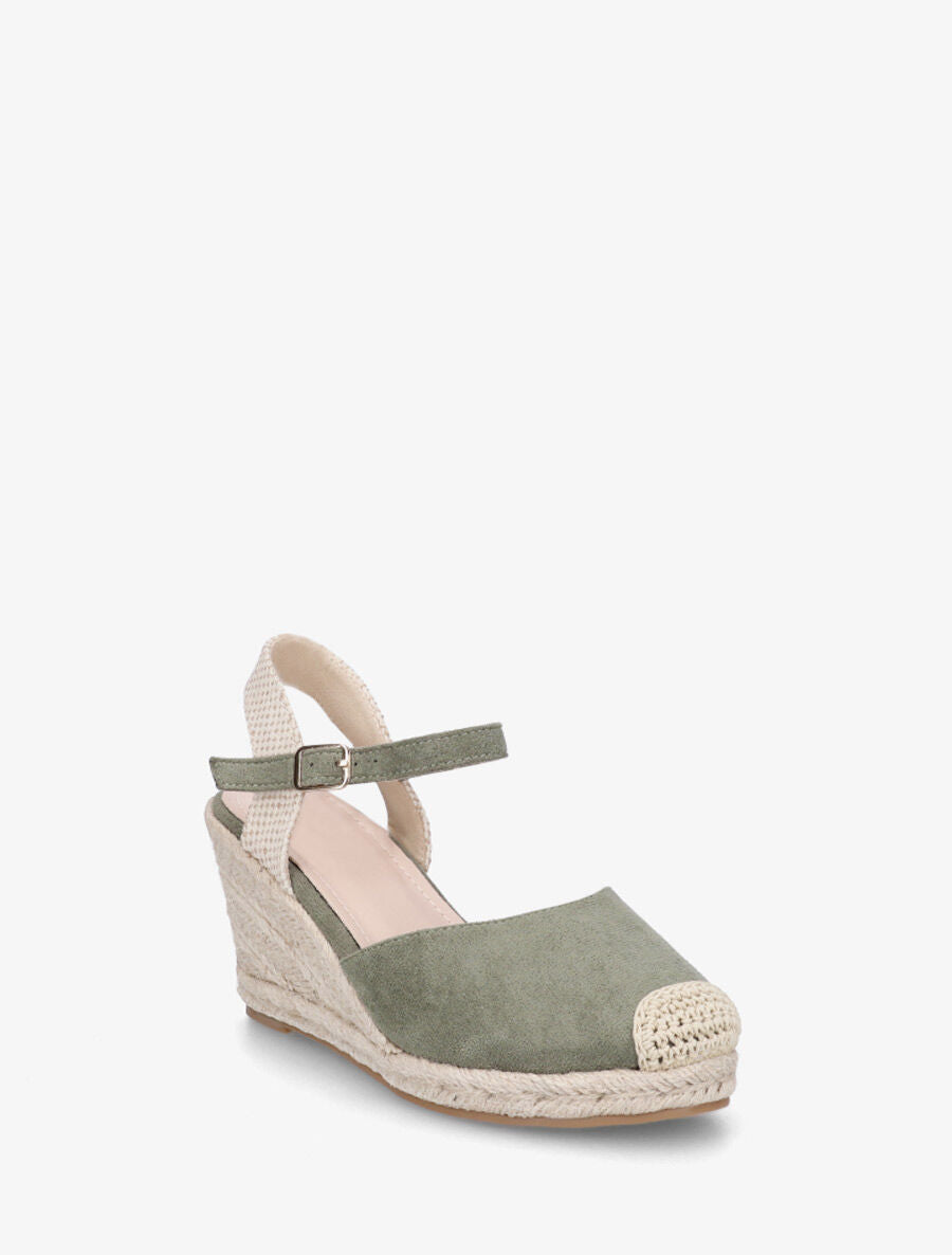 Sandales compensées en suédine - Kaki - 2