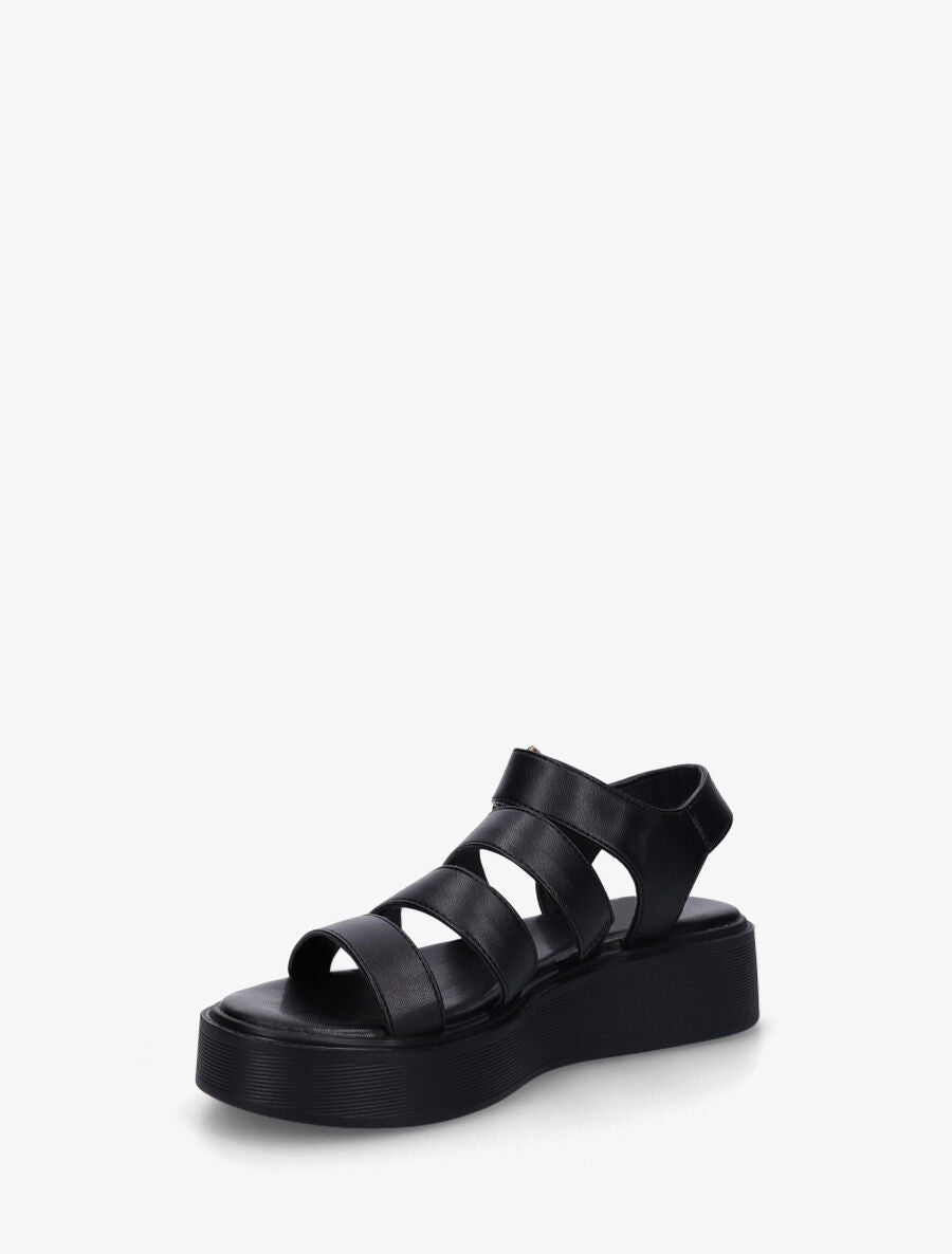 Sandales multibrides en simili - Noir - 3