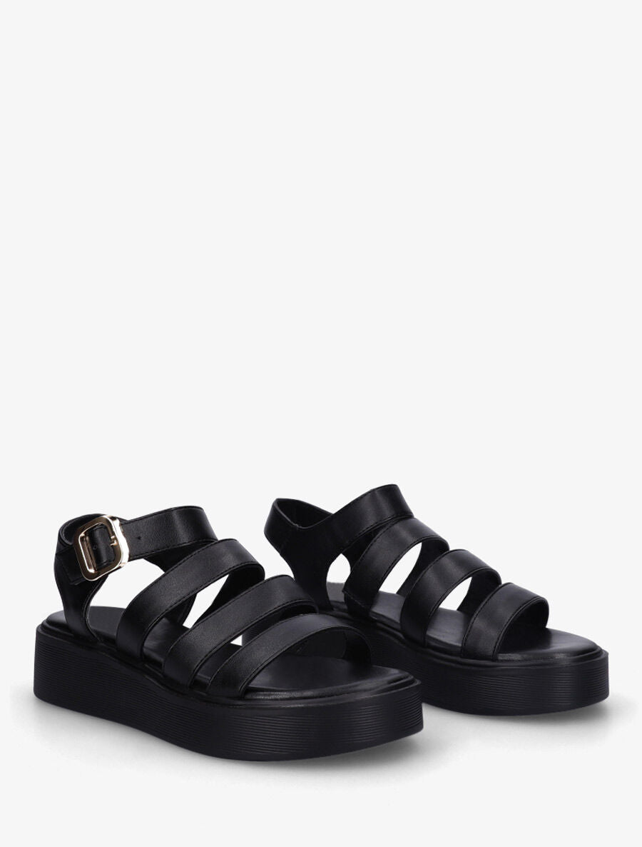 Sandales multibrides en simili - Noir - 4