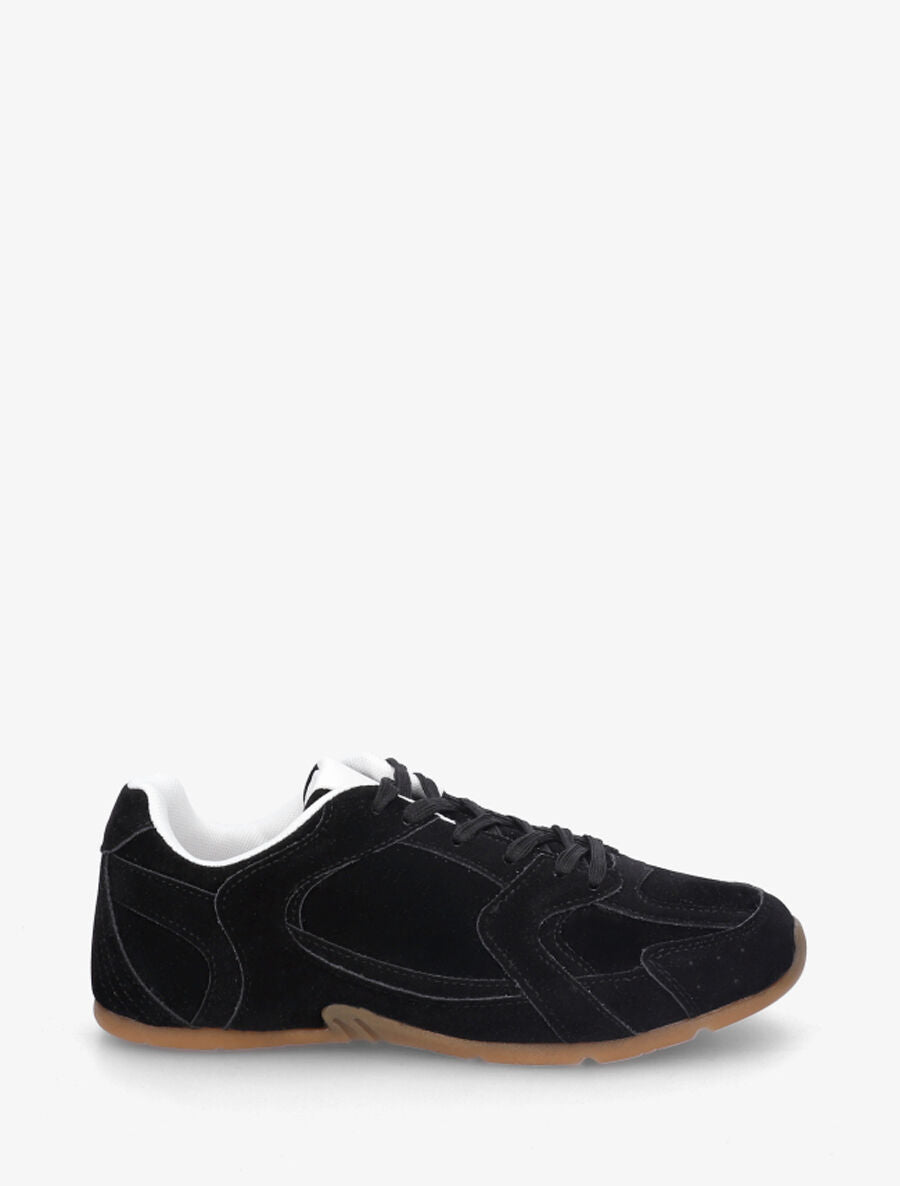 Sneakers plates unies effet nubuck - Noir - 5