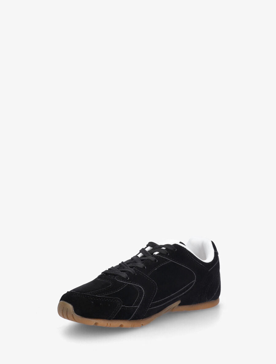 Sneakers plates unies effet nubuck - Noir - 3
