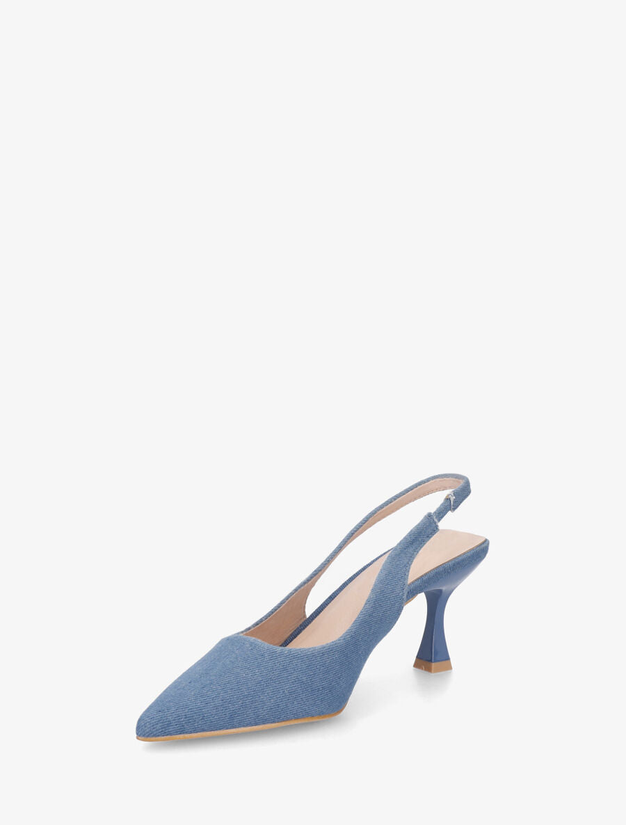 Escarpins bout pointu et talon bobine - Bleu denim - 3