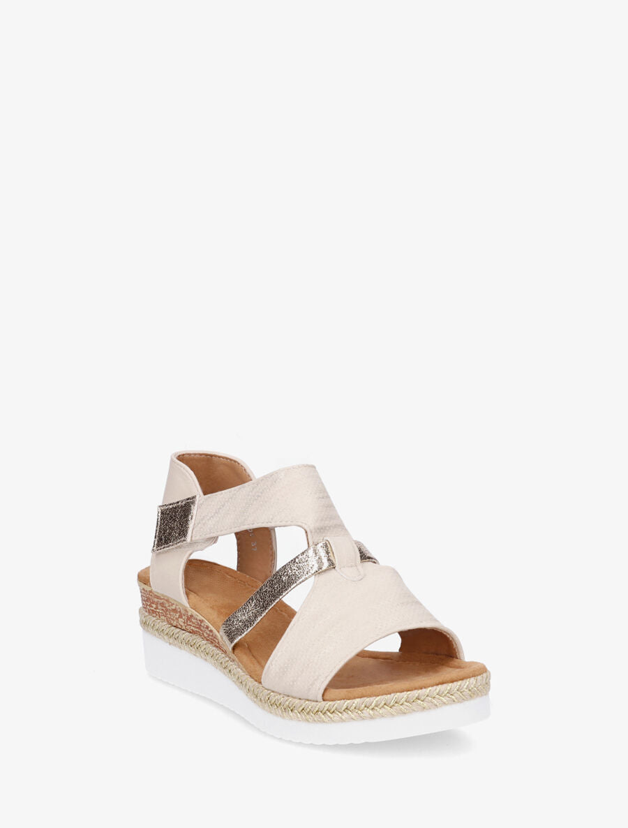 Sandales compensées à liseré irisé - Beige - 2