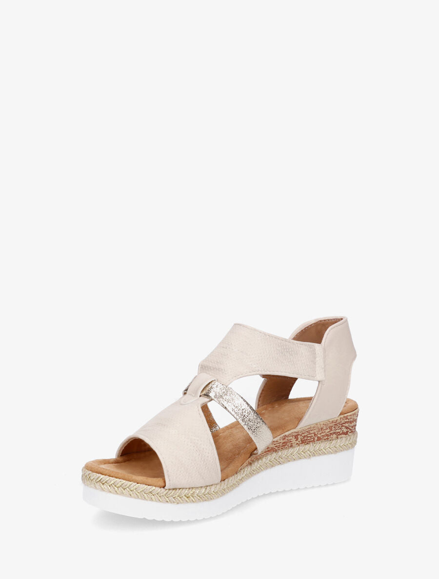Sandales compensées à liseré irisé - Beige - 3