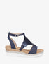 Sandales compensées à ganse python - Marine - 5