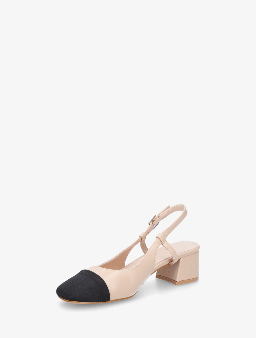 Babies bi-matière à talon ouvert - Beige - 3