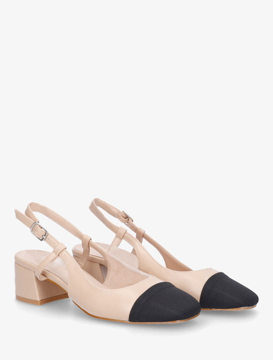 Babies bi-matière à talon ouvert - Beige - 4