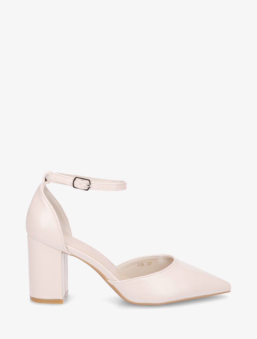 Escarpins à talon bloc et bouts pointus - Beige - 1