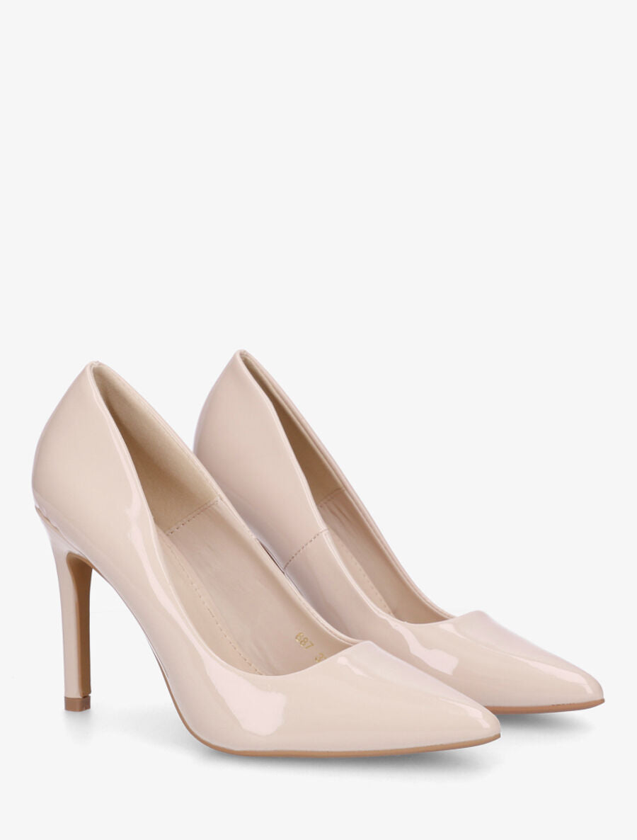 Escaprins vernis hauts à bouts pointus - Nude - 4