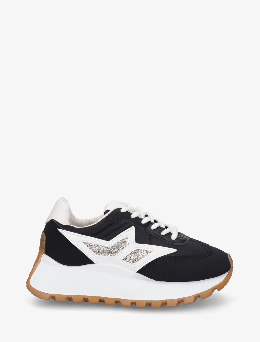 Sneakers à plateforme et détail pailleté - Noir - 5
