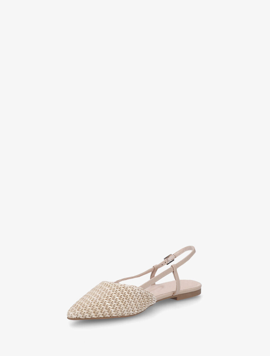 Ballerines pointus effet tressé à talon ouvert - Beige - 3