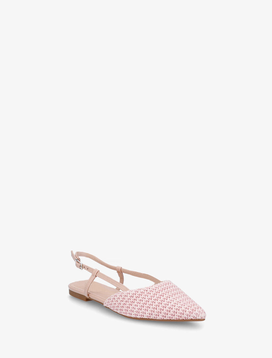 Ballerines pointus effet tressé à talon ouvert - Rose pâle - 2