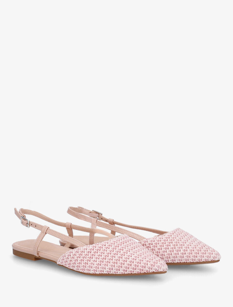 Ballerines pointus effet tressé à talon ouvert - Rose pâle - 4