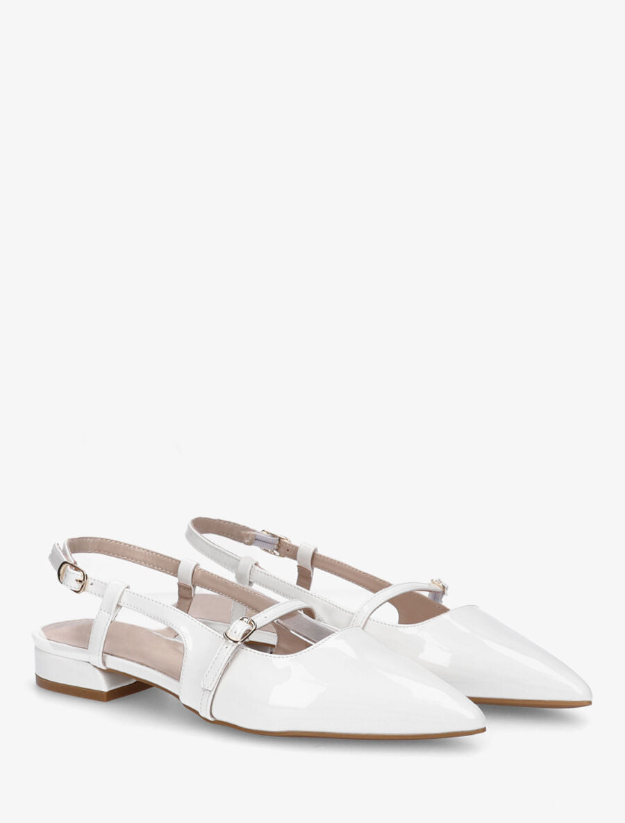 Ballerines pointus à talon ouvert - Blanc - 4