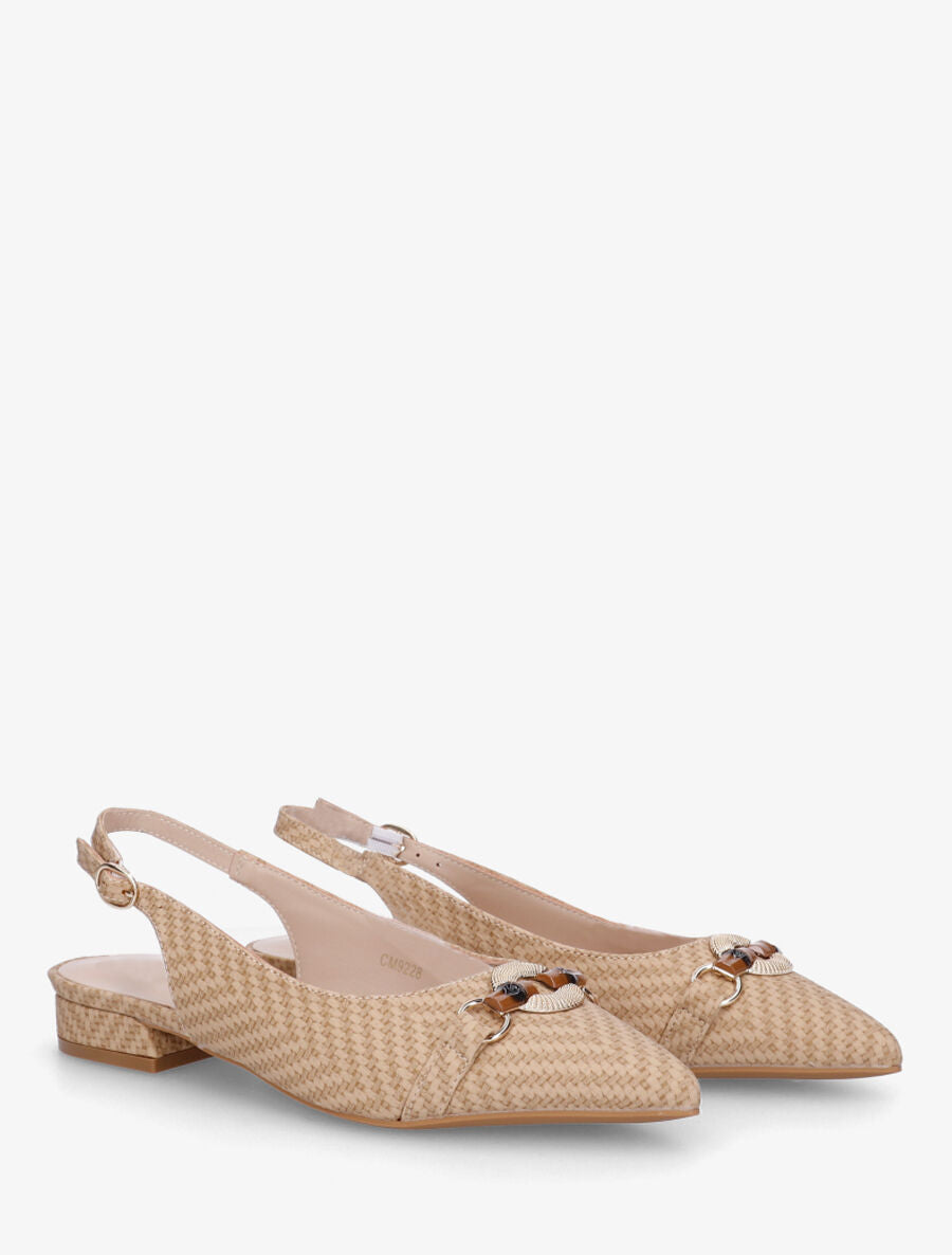 Ballerines ouvertes à boucle bijou - Taupe - 4