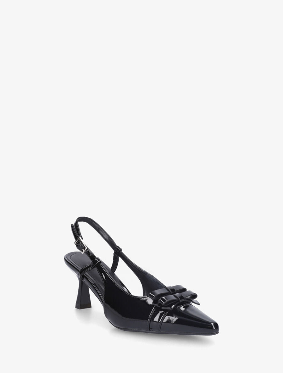 Escarpins pointus vernis à noeuds - Noir - 2