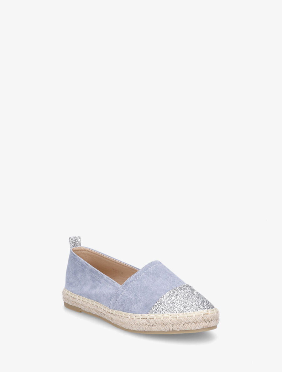 Espadrilles plates en suédine et à paillettes - Bleu - 2