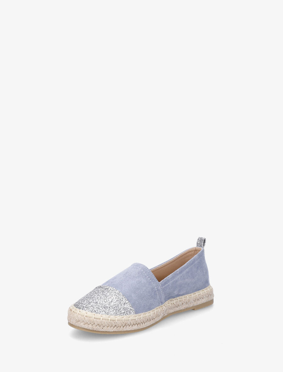 Espadrilles plates en suédine et à paillettes - Bleu - 3