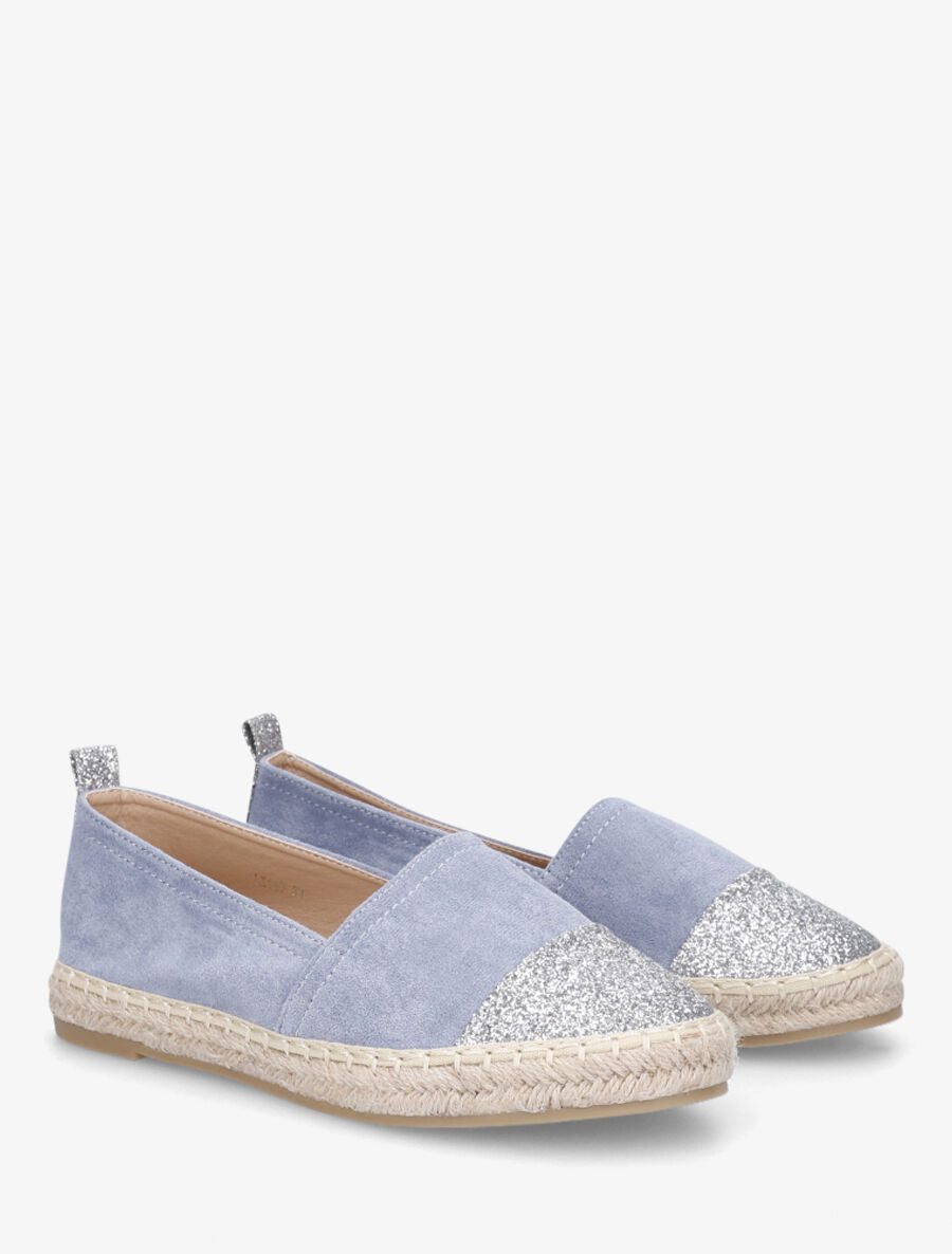 Espadrilles plates en suédine et à paillettes - Bleu - 4