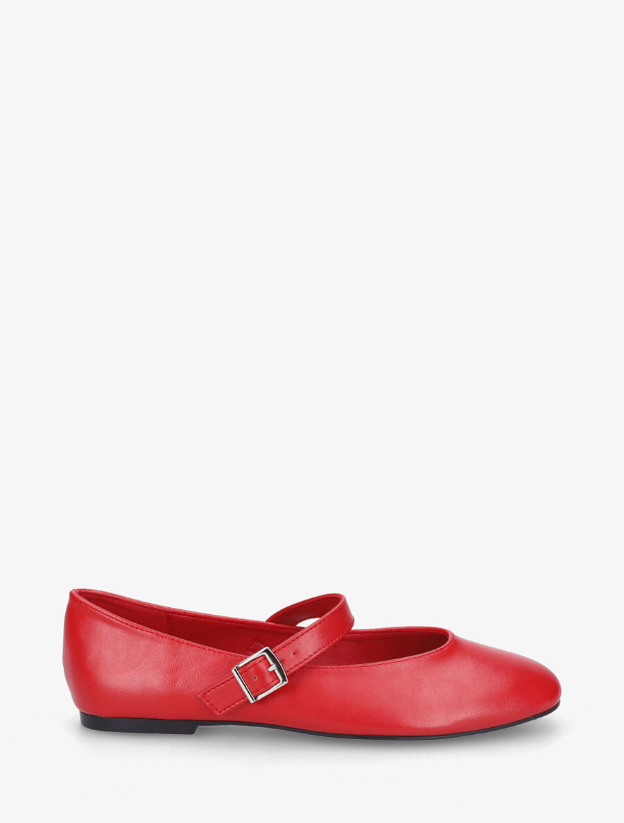 Ballerines en simili à bride - Rouge - 5