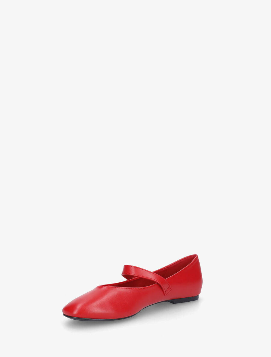Ballerines en simili à bride - Rouge - 3