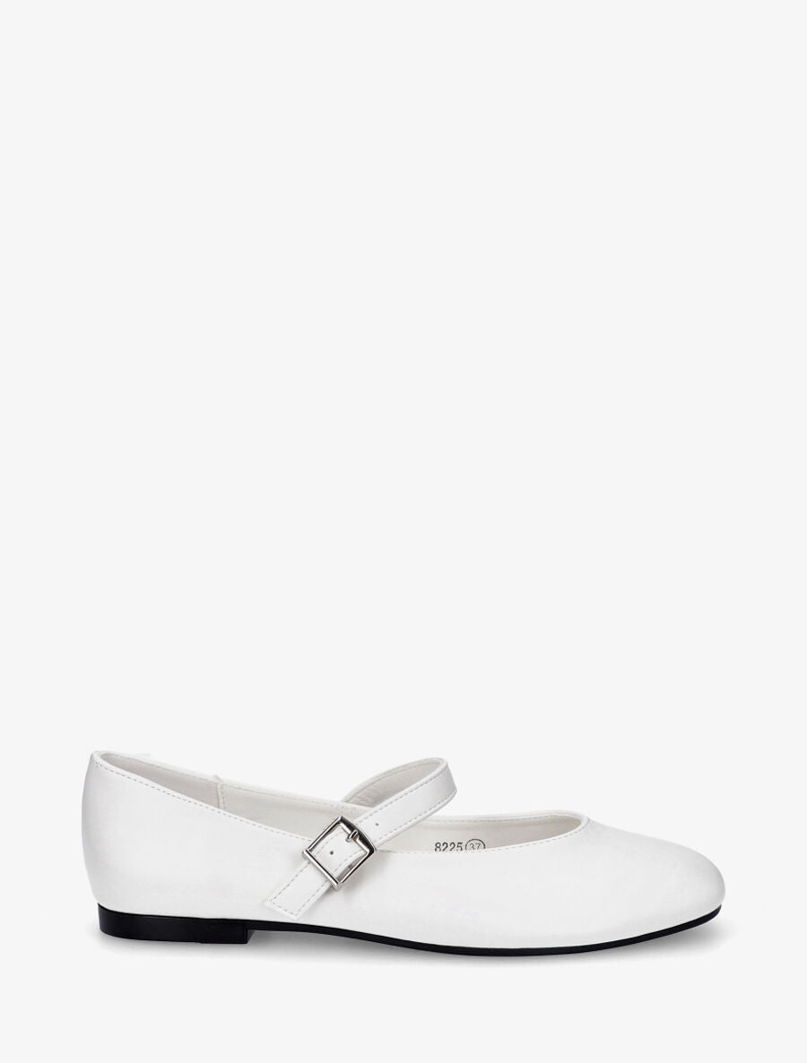 Ballerines en simili à bride - Blanc - 1