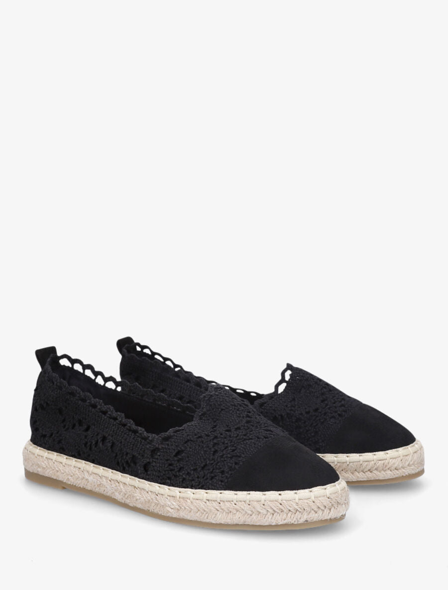 Espadrilles en tissu et suédine - Noir - 4