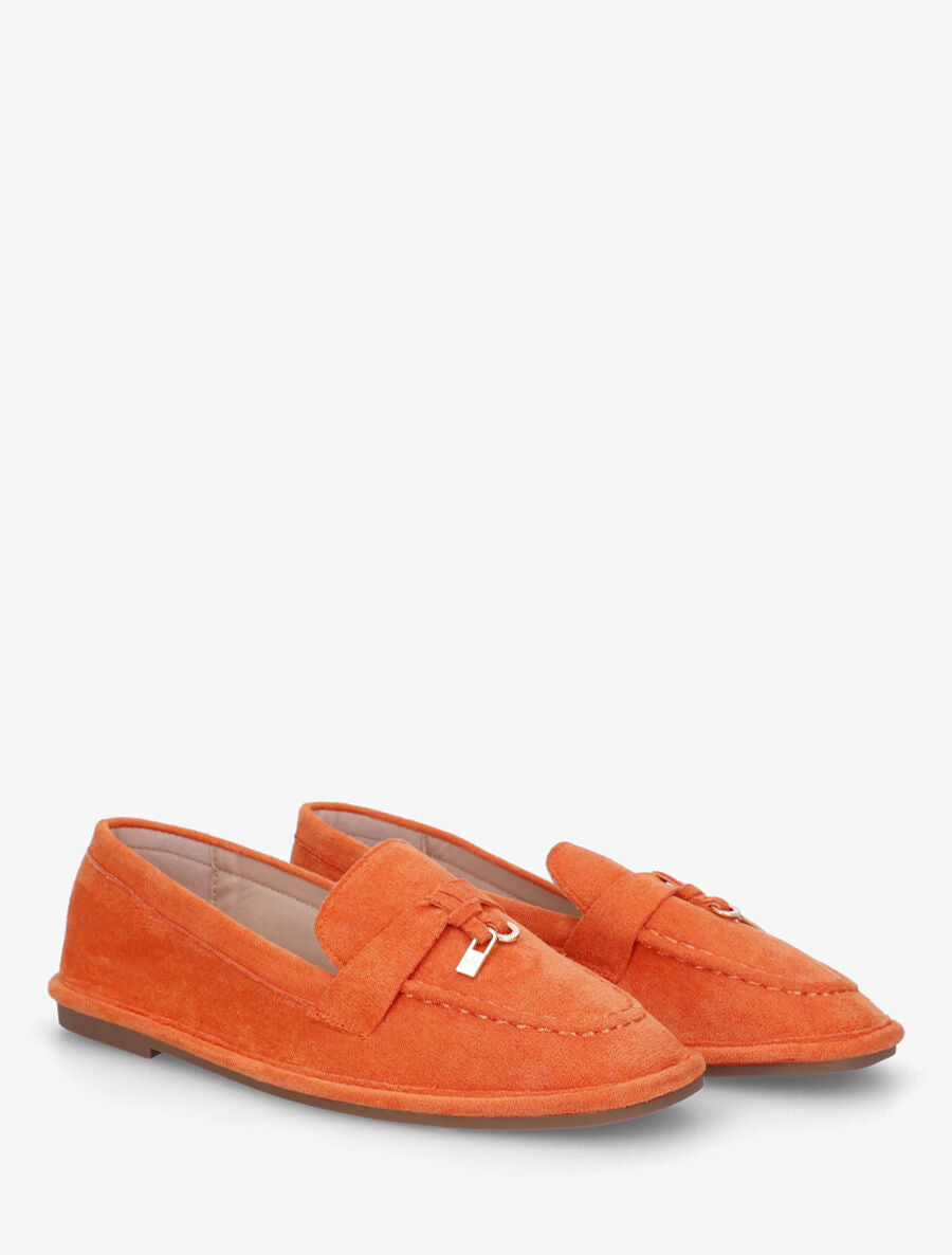 Mocassins en suédine à semelle plate - Orange - 4