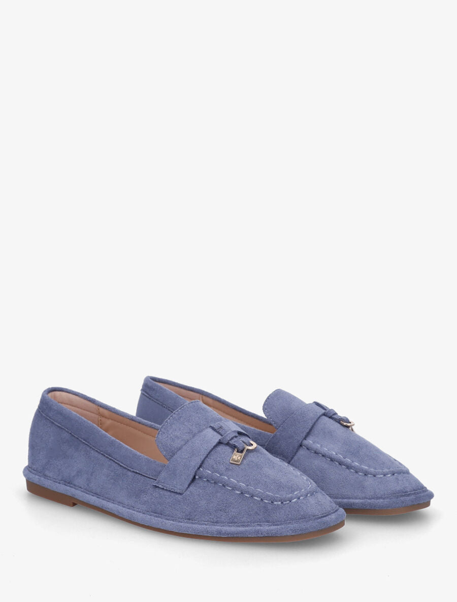 Mocassins en suédine à semelle plate - Bleu - 4