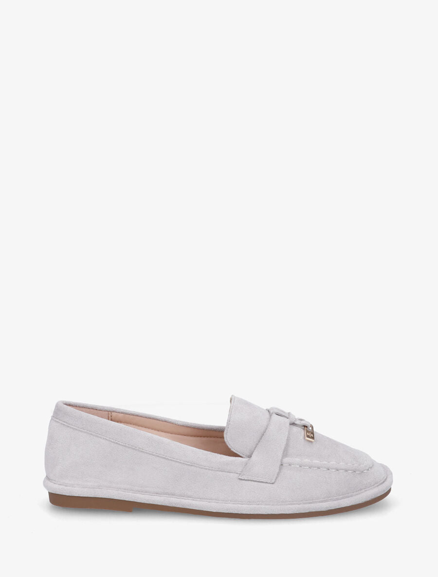 Mocassins en suédine à semelle plate - Gris - 1