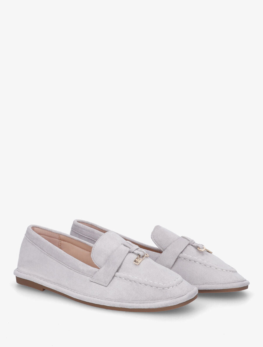 Mocassins en suédine à semelle plate - Gris - 4