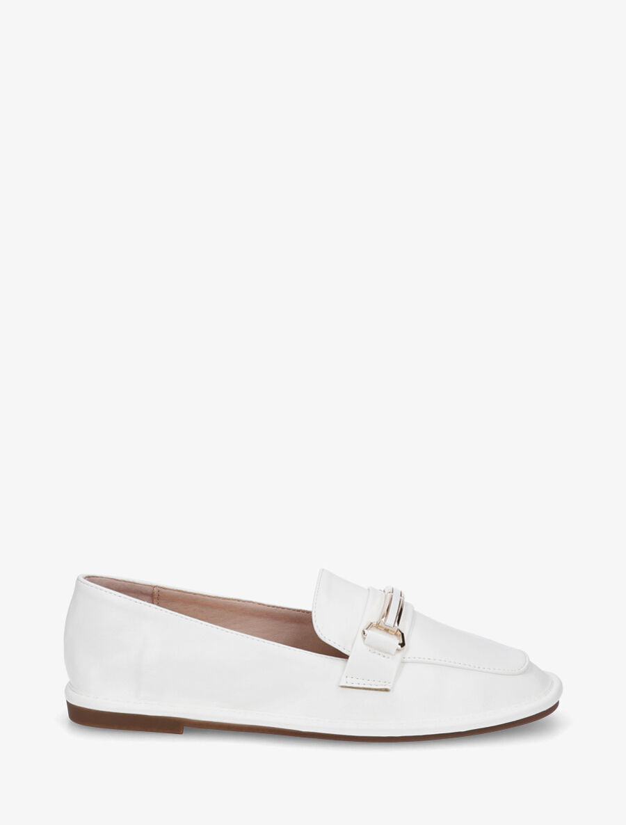 Mocassins en simili à semelle plate - Blanc - 5