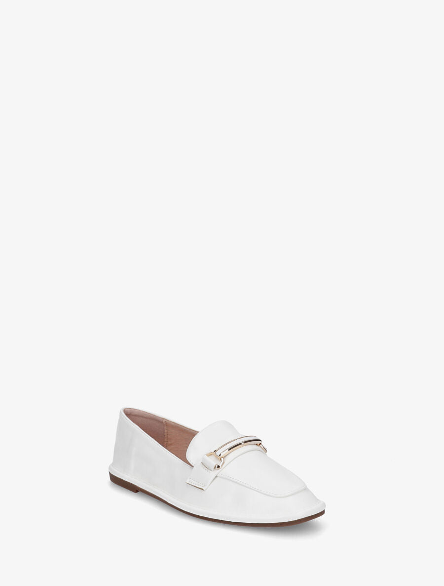 Mocassins en simili à semelle plate - Blanc - 2