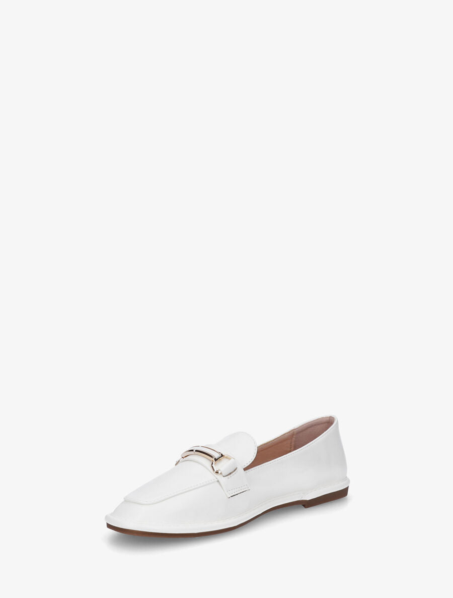 Mocassins en simili à semelle plate - Blanc - 3