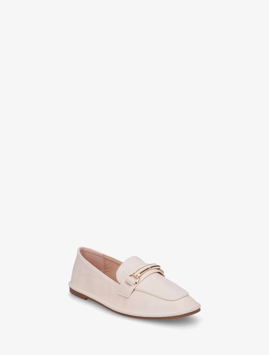 Mocassins en simili à semelle plate - Beige - 2
