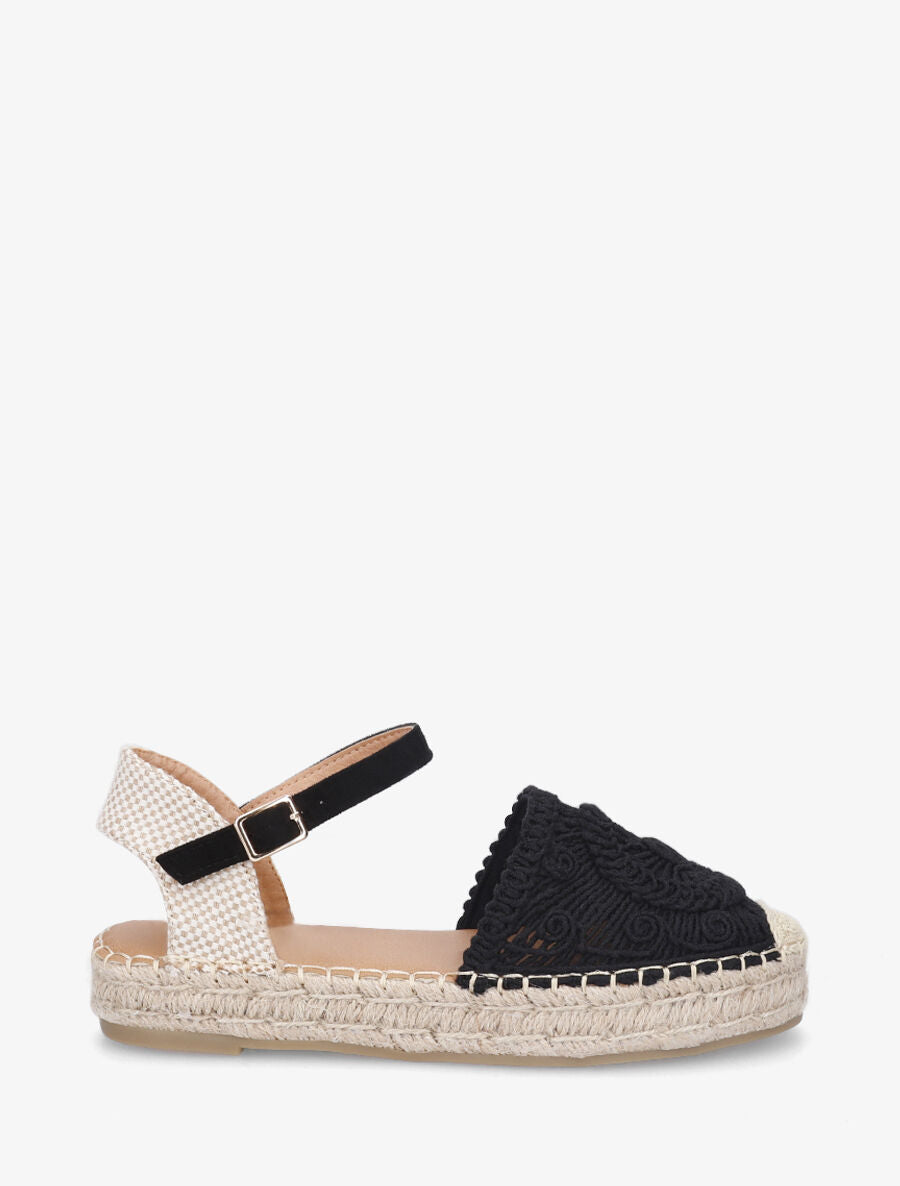 Espadrilles plates en crochet fantasie - Noir - 5