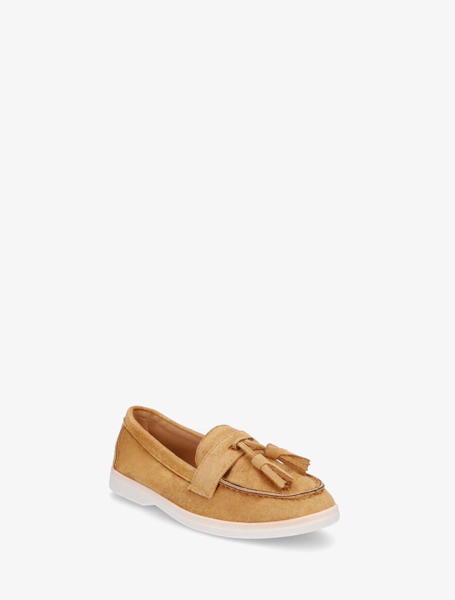 Mocassins en suédine à pompons - Camel - 2