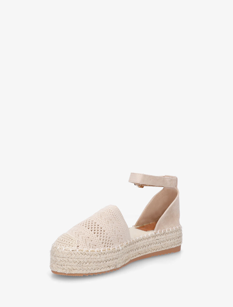Espadrilles crochet à semelle compensée - Beige - 3