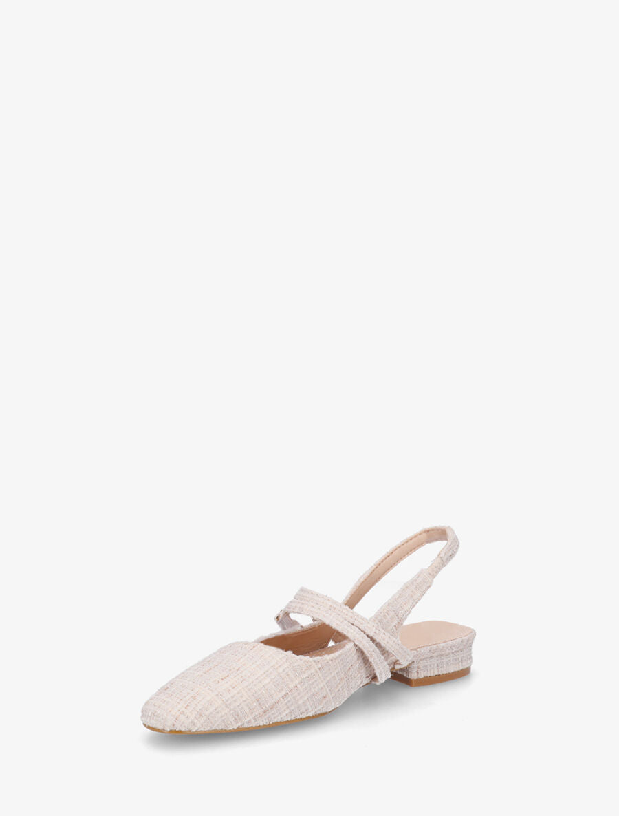 Ballerines en tweed à quartier ouvert - Beige - 3