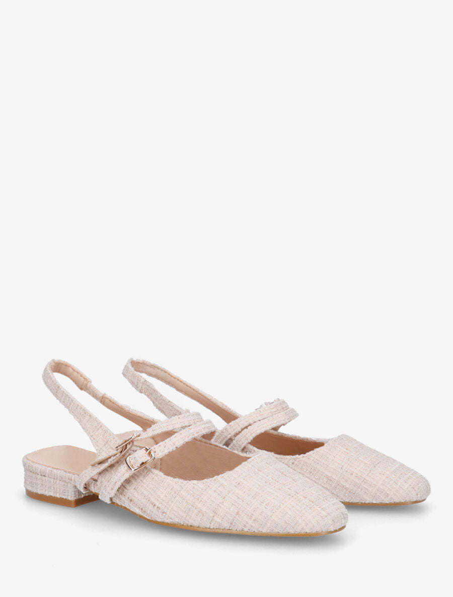 Ballerines en tweed à quartier ouvert - Beige - 4