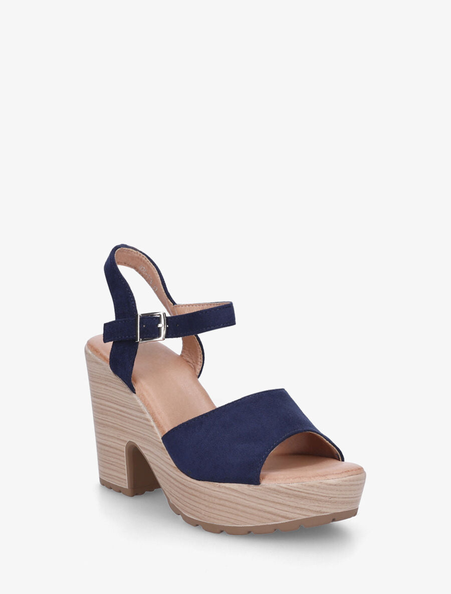 Sandales à talon haut en suédine - Marine - 2