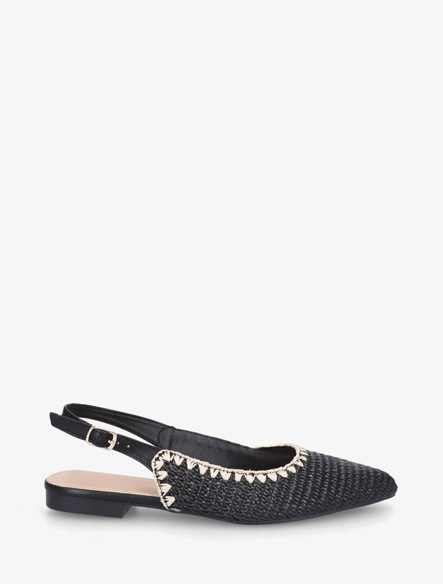 Ballerines pointues effet osier - Noir - 1