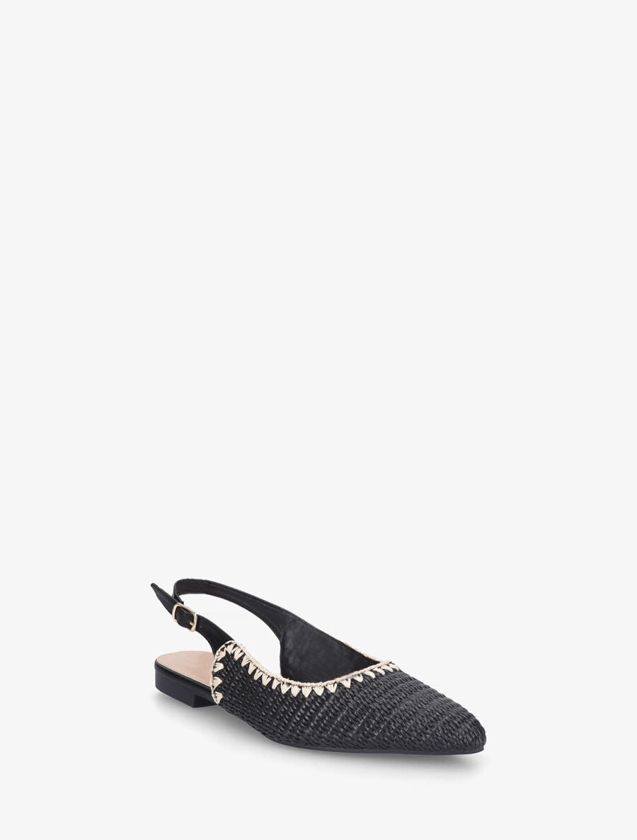 Ballerines pointues effet osier - Noir - 2