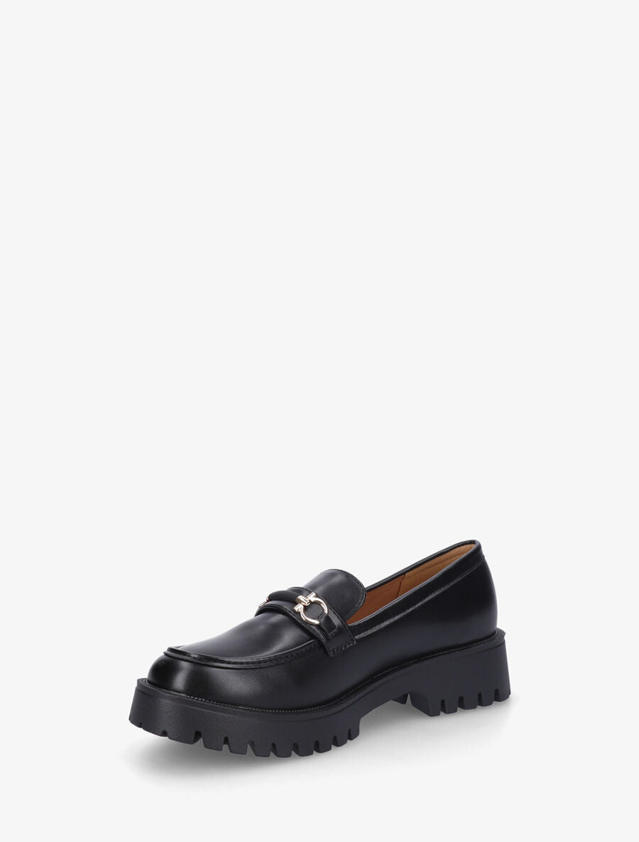 Mocassins en simili à semelle crantée - Noir - 3