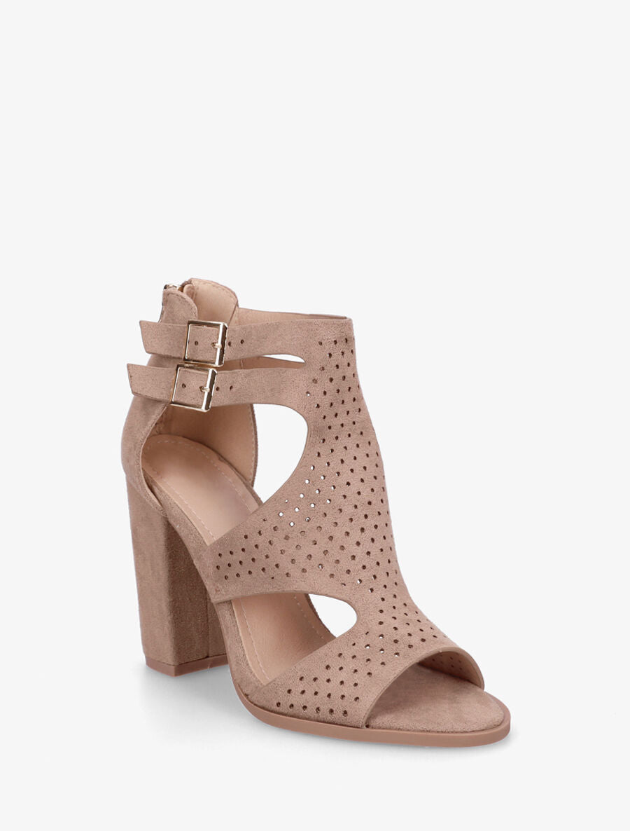 Sandales à talon à double brides à boucle - Taupe - 2